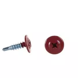 Саморез с прессшайбой и сверлом качественный крепеж 4,2/16 RAL3011 красно-коричневый (250 шт.) 0300241