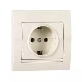 Розетка Lezard с заземлением ПБТ крем 702-0303-122