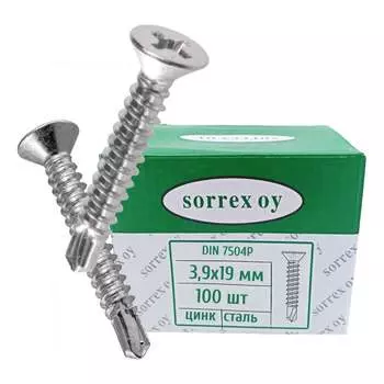 Саморез SORREX 3.9х19 DIN7504P 100 шт. 7504P,-1-039-019 100