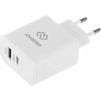 Сетевое зарядное устройство DIGMA DGW3D 3A (PD+QC) универсальное, белый, DGW3D0F110WH 1655956