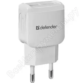 Сетевой адаптер defender epa-13 белый, 2xusb, 5v/2.1а, пакет 83841