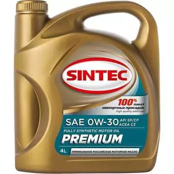 Синтетическое моторное масло Sintec premium sae 0w-30 api sp/cf acea c3, 600111