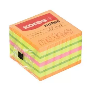 Стикеры Kores cubo 50x50 мм, смешанные неоновые цвета, 400 л 48460 1801188