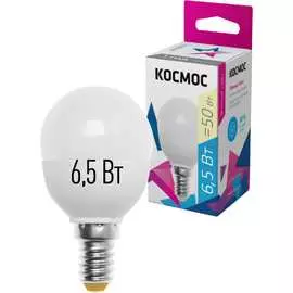 Светодиодная лампа КОСМОС LED Экономик GL45 6.5Вт 220В E14 3000К 417243 LkecLED6.5wGL45E1430