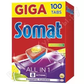 Таблетки для посудомоечных машин somat 100шт, all-in-1 2489311 606077