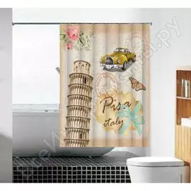 Тканевая шторка для ванной комнаты Melodia della vita Пизанская башня MZ-109 20994