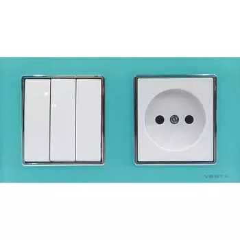 Трехклавишный выключатель + розетка Vesta Electric