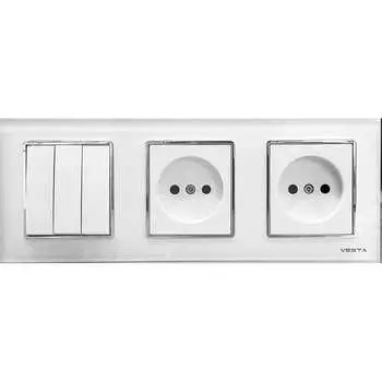 Трехклавишный выключатель + розетки Vesta Electric Комплект-3 FRM050307BEL