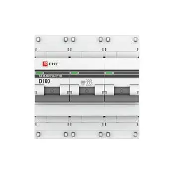 Трехполюсный автомат EKF PROxima 100А D ВА47-100 10кА mcb47100-3-100D-pro