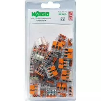 Трехпроводная соединительная клемма WAGO 221-413 ЦБ-00015765