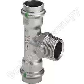Тройник viega sanpress inox, с sc-contur, нержав.сталь, 22x1/2"x22 мм 437176