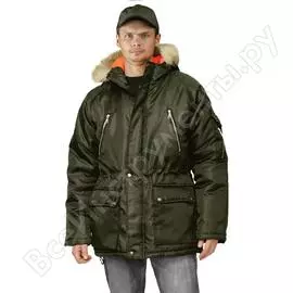 Удлиненная зимняя куртка ursus аляска хаки кур1018-380, размер 52-54, рост 170-176