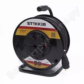 Удлинитель на катушке stekker 4 гнезда 3х2,5 50м professional prf01-41-50 ухз-16 39222
