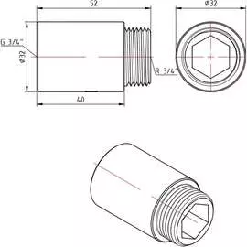 Удлинитель Valtec Tr.198.C.0540