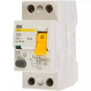 Узо IEK ВД1-63 2п, АС, 32А, 30мА MDV10-2-032-030