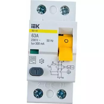Узо IEK ВД1-63 2п, АС, 63А, 300мА MDV10-2-063-300