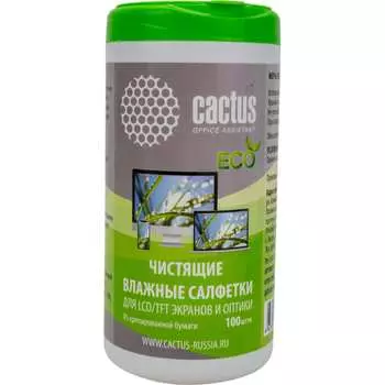 Влажные салфетки для экранов и оптики Cactus