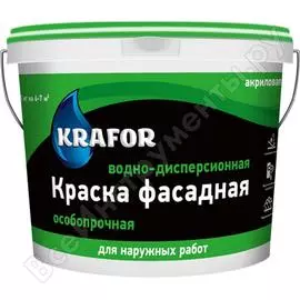 Акриловая водно-дисперсная фасадная особопрочная краска KRAFOR