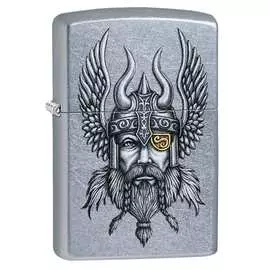 Зажигалка zippo viking warrior, с покрытием street chrome, 38x13x57 мм, 29871