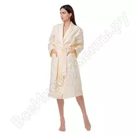 Женский халат вотекс дубки, шалька, размер 52-54, молочный 200 хдш-200/03