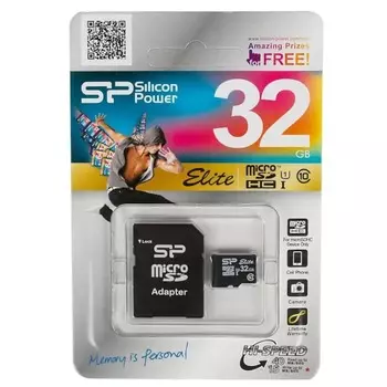 Карта памяти Silicon Power Elite MicroSDHC 32GB (SP032GBSTHBU1V10SP)