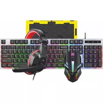 Комплект AlterAcs проводные мышь M006-GLC, клавиатура K004-GLC, наушники CH-210GM/CH-101GM и коврик MP-001CR