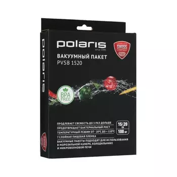 Пакеты для вакууматора Polaris PVSB 1520 100шт., прозрачный