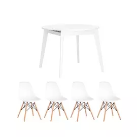 Обеденная группа Rondo стол+4 стула Eames белые