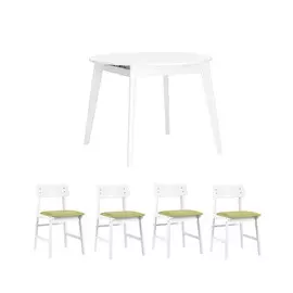 Обеденная группа Rondo стол+4 стула Oden White оливковые