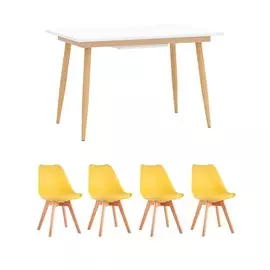 Обеденная группа Стокгольм стол+4 стула Frankfurt желтые