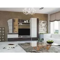 Стенка Глория Рамух белый/Венге