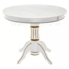 Стол деревянный Павия 130 молочный с золотой патиной