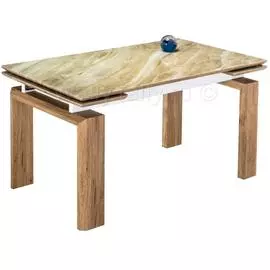 Стол обеденный Давос бежевый мрамор / дуб монтана