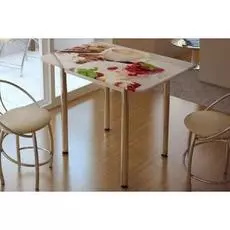 Стол обеденный стеклянный с принтом десерт