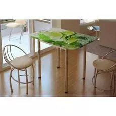 Стол обеденный стеклянный с принтом Лайм