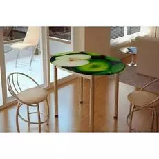 Стол обеденный стеклянный с принтом зеленое яблоко