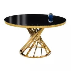 Стол стеклянный Twist gold / black