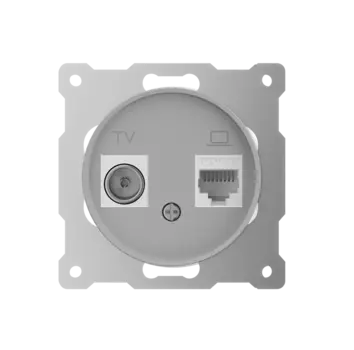 Розетка двойная антенна/компьютер TV/RJ45 кат.5e Серый