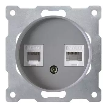 Розетка компьютерная RJ-45 OneKeyElectro, двойная Серый