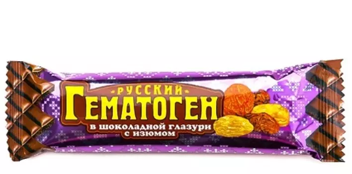 Гематоген Русский шоколад с изюмом, батончик 40 г