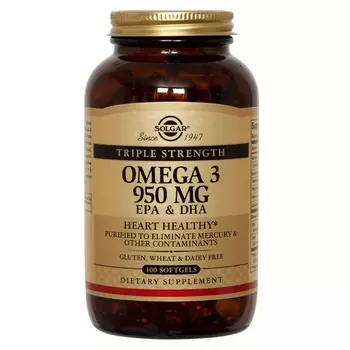 Solgar Тройная Омега-3 950 мг ЭПК и ДГК капсулы 100 шт.