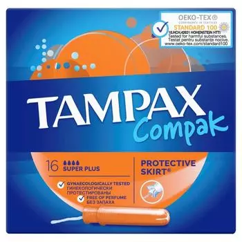 Tampax Тампоны Compak Super Plus с аппликатором 16 шт.