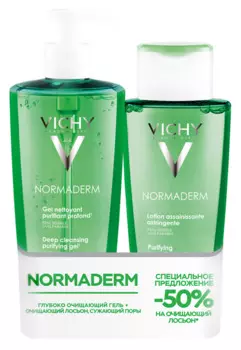 Vichy Normaderm Набор Гель очищающий 200 мл+ Лосьон сужающий поры 200 мл
