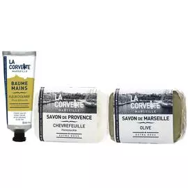 Набор из 2 мыл и крема для рук «Олива и Жимолость»