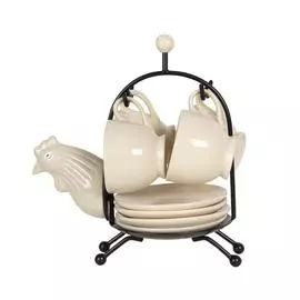 Набор из 4 чайных пар и подставки