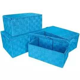 Набор из 4 корзин для хранения с крышкой