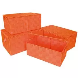 Набор из 4 корзин для хранения с крышкой