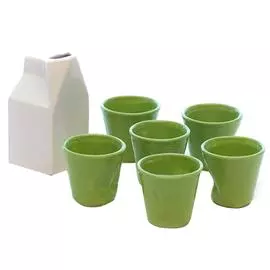 Набор из 6 чашек для кофе и молочника