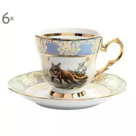 Набор из 6 кофейных пар «Queen's Crown Охота»