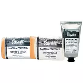 Набор из крема для рук и 2 мыл «Жимолость и Цветок Апельсинового Дерева»